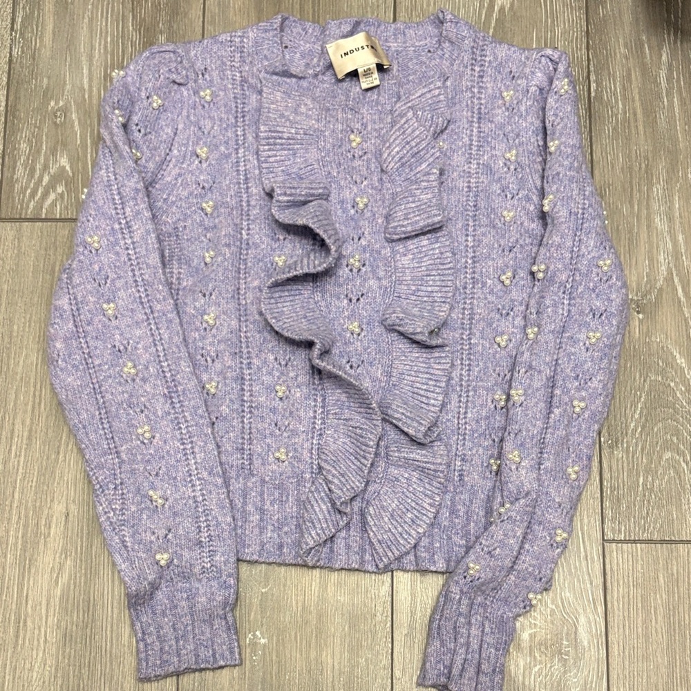 Charming Lilac Ruffle Sweater